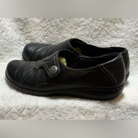 Clark’s Bendables Women Black Leather Loafers Slip On Shoes Size 9M - Picture 4 of 10